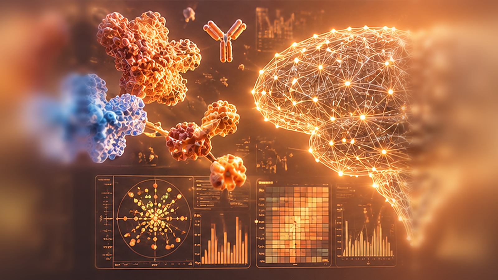 Colorful biomarker network illustration